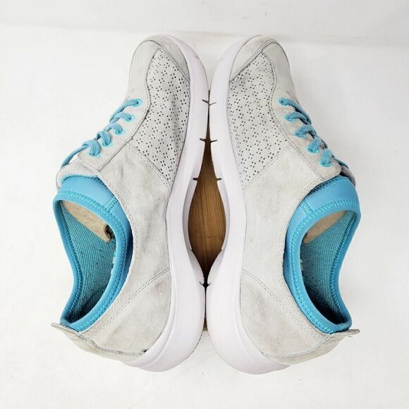 Dansko Shoes Womens 41 Elise Sneaker Grey Leather Blue Comfort Casual Athletic - Picture 9 of 11